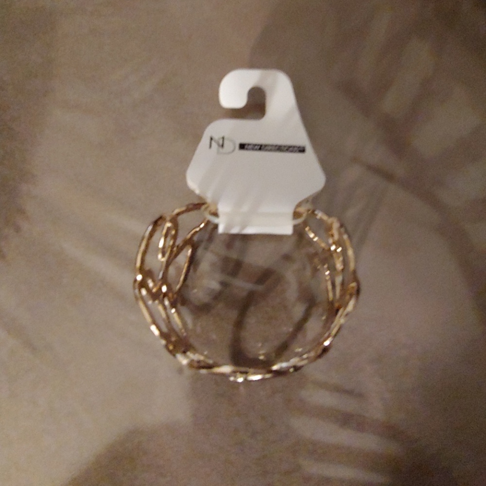 Retired Gold Hammered Circle Cuff Bracelet - Picture 3 of 4